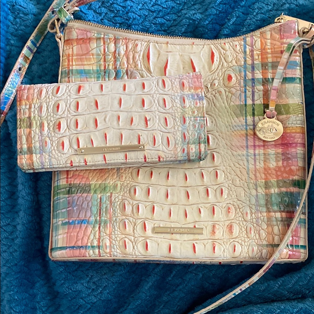 Brahmin Colorful Croc-Embossed Crossbody Bag and Wallet